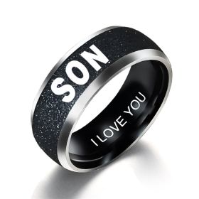 Engraving Text LOVE MOM DAD SON DAUGHTER Stainless Steel Couple Rings For Women And Man Family Ring Couples Jewelry (Sive: 11, Style: SON)