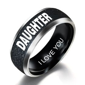 Engraving Text LOVE MOM DAD SON DAUGHTER Stainless Steel Couple Rings For Women And Man Family Ring Couples Jewelry (Sive: 7, Style: DAUGHTE)