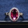 Big Oval Shaped Rose Red Cubic Zirconia Women Rings Luxury Ladies Jewelry for Party Best Mother's Gift Brilliant Rings