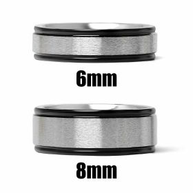 Black trim Brushed Center Stainless Steel Blank Ring / CFR2929 (Width: 6mm, size: 4)