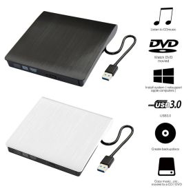 Slim External USB 3.0 DVD RW CD Writer Drives Burner Reader Player PC Laptop Mac (Color: Black)