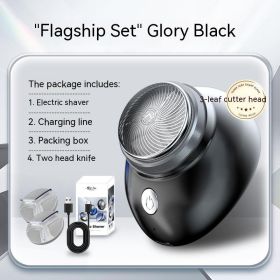Men's USB Rechargeable Portable Mini Electric Shaver (Option: Black Ice Three Leaf Blade-USB)