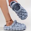 Women's Soft Sole Bubble Clogs; Lightweight Solid Color Closed Toe Adjustable Strap Sandals; Indoor & Outdoor Slippers