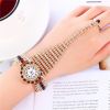 Ladies Full Diamond Claw Chain Ring Set Watch
