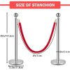 Stanchions and Velvet Ropes, Silver Crowd Control Barriers Red Rope 5FT/1.5 M, Stainless Steel Stanchion Post, Rope Safety Barriers Waterproof and Rus