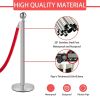 Stanchions and Velvet Ropes, Silver Crowd Control Barriers Red Rope 5FT/1.5 M, Stainless Steel Stanchion Post, Rope Safety Barriers Waterproof and Rus
