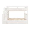 Full Over Full Bunk Bed with Shelves and 6 Storage Drawers