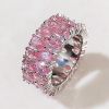 Huitan Fashion Eternity Promise Rings Women Colorful Cubic Zircon Stylish Female Accessories for Party Daily Wear Luxury Jewelry