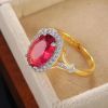 Big Oval Shaped Rose Red Cubic Zirconia Women Rings Luxury Ladies Jewelry for Party Best Mother's Gift Brilliant Rings