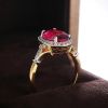 Big Oval Shaped Rose Red Cubic Zirconia Women Rings Luxury Ladies Jewelry for Party Best Mother's Gift Brilliant Rings