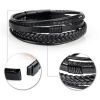 Trendy  Leather Bracelets Men Stainless Steel Multilayer Braided Rope Bracelets