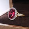 Big Oval Shaped Rose Red Cubic Zirconia Women Rings Luxury Ladies Jewelry for Party Best Mother's Gift Brilliant Rings