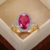 Big Oval Shaped Rose Red Cubic Zirconia Women Rings Luxury Ladies Jewelry for Party Best Mother's Gift Brilliant Rings