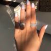 Exquisite Bridal Wedding Silver Rings for Women White Crystal Princess Engagement Diamond Ring