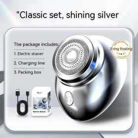 Mini Men's USB Rechargeable Electric Shaver (Option: 16013Silver Ice-USB highend gift box)